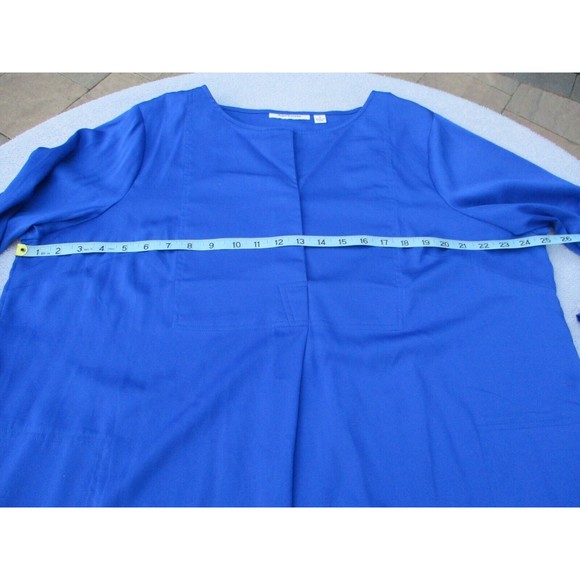 Joan Rivers Tunic Top Womens Size 1X Royal Blue Button Detail Pockets 3/4 Sleeve - Picture 6 of 10